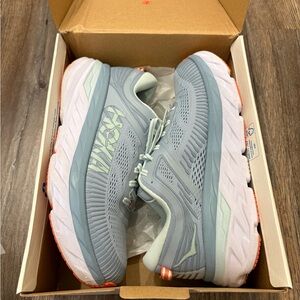 Blue-gray and White Athletic Sneakers